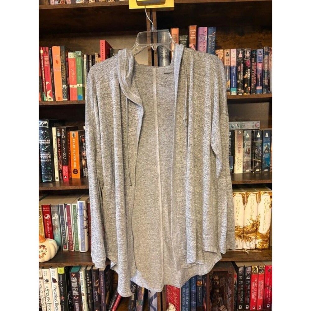 Gray Hooded Cardigan